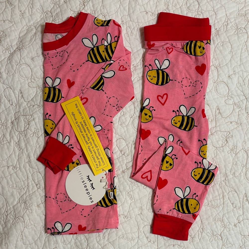 Little Sleepies Pink Bee Mine Pajama Set